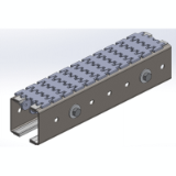 Single strand flexible chain conveyor systems, stainless steel version